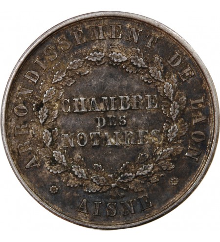 CHAMBRE DES NOTAIRES DE LAON – JETON ARGENT poinçon Abeille (1860-1879)
