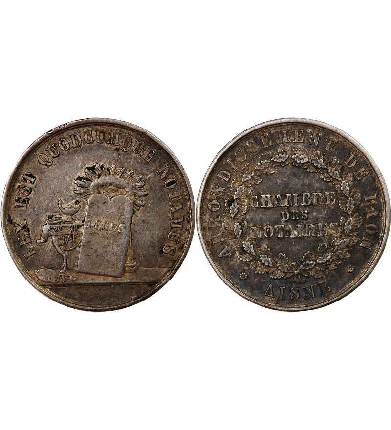 CHAMBRE DES NOTAIRES DE LAON – JETON ARGENT poinçon Abeille (1860-1879)