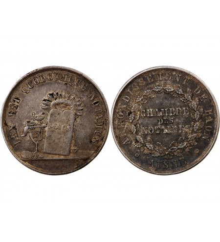 CHAMBRE DES NOTAIRES DE LAON – JETON ARGENT poinçon Abeille (1860-1879)