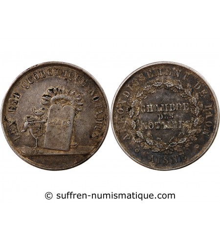 CHAMBRE DES NOTAIRES DE LAON – JETON ARGENT poinçon Abeille (1860-1879)