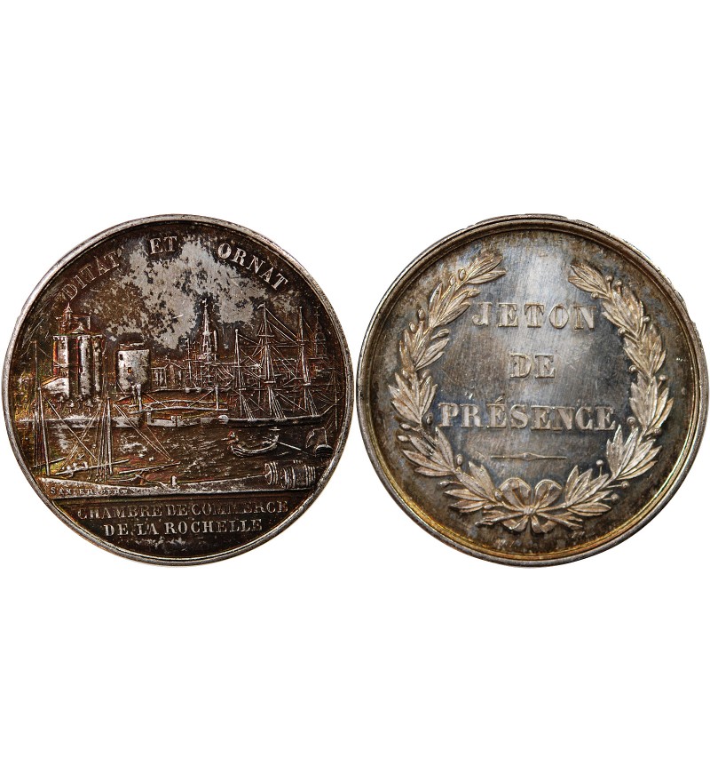 CHAMBRE DE COMMERCE DE LA ROCHELLE – JETON ARGENT poinçon Corne (après 1879)