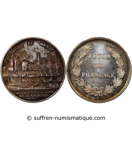 CHAMBRE DE COMMERCE DE LA ROCHELLE – JETON ARGENT poinçon Corne (après 1879)