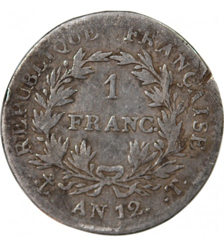BONAPARTE 1er CONSUL - 1 FRANC ARGENT AN 12 T NANTES