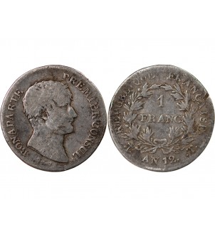BONAPARTE 1er CONSUL - 1 FRANC ARGENT AN 12 T NANTES 2