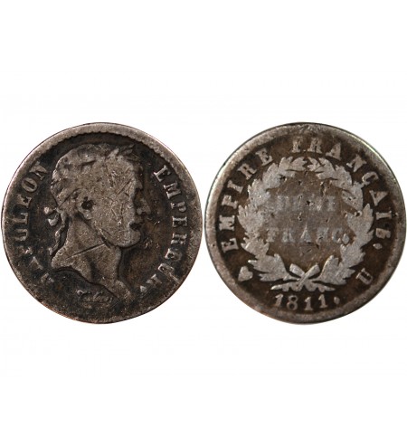 NAPOLEON Ier﻿ - 1/2 FRANC ARGENT 1811 U TURIN