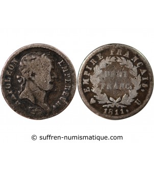 NAPOLEON Ier﻿ - 1/2 FRANC ARGENT 1811 U TURIN
