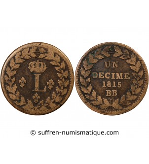 SIEGE DE STRASBOURG, LOUIS XVIII - DECIME 1815 sans point BB