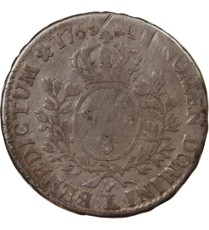 LOUIS XV - 1/2 ECU ARGENT AU BANDEAU 1765 L BAYONNE