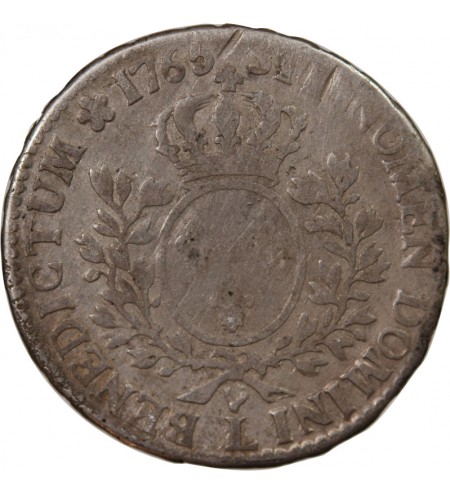 LOUIS XV - 1/2 ECU ARGENT AU BANDEAU 1765 L BAYONNE