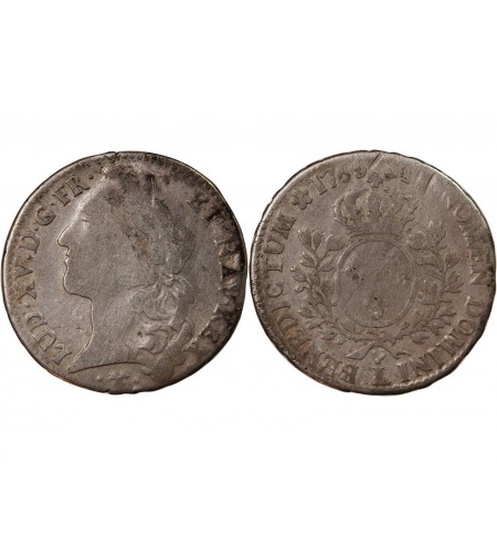 LOUIS XV - 1/2 ECU ARGENT AU BANDEAU 1765 L BAYONNE