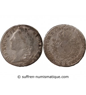 LOUIS XV - 1/2 ECU ARGENT AU BANDEAU 1765 L BAYONNE