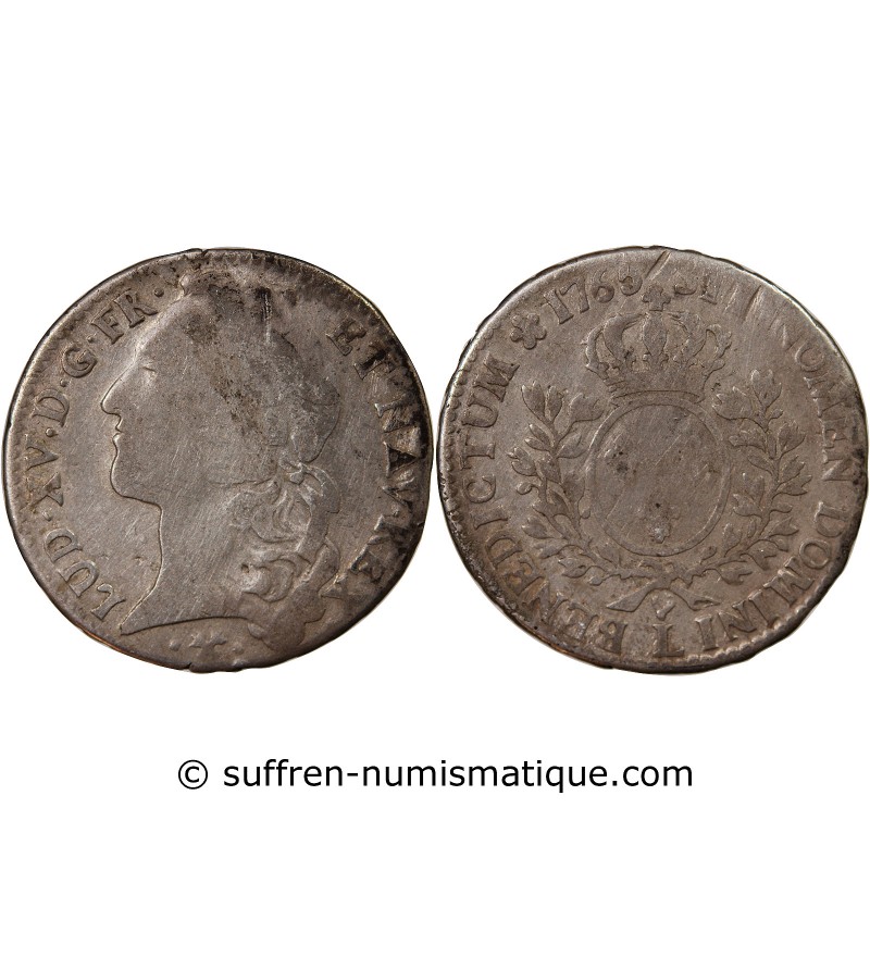 LOUIS XV - 1/2 ECU ARGENT AU BANDEAU 1765 L BAYONNE