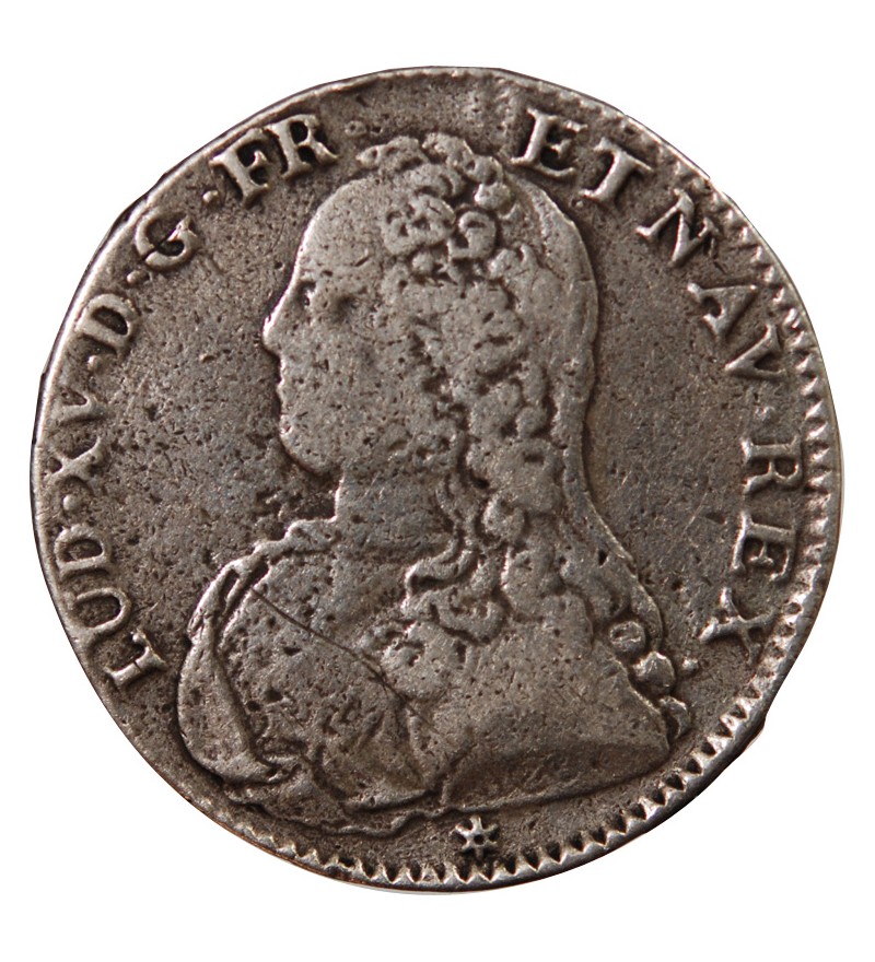 LOUIS XV - 1/2 ECU ARGENT AUX BRANCHES D'OLIVIER 1729 C CAEN