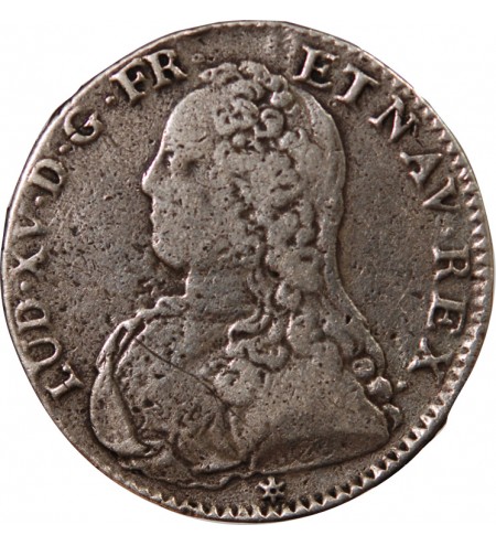 LOUIS XV - 1/2 ECU ARGENT AUX BRANCHES D'OLIVIER 1729 C CAEN