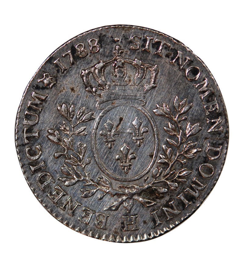LOUIS XV - 1/2 ECU ARGENT AUX BRANCHES D'OLIVIER 1729 C CAEN