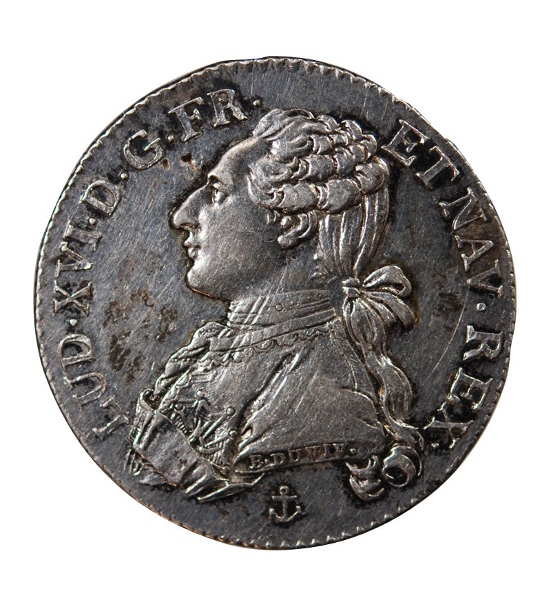 LOUIS XV - 1/2 ECU ARGENT AUX BRANCHES D'OLIVIER 1729 C CAEN