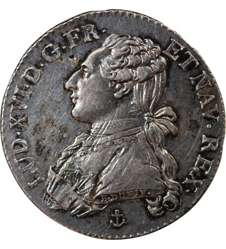 LOUIS XV - 1/2 ECU ARGENT AUX BRANCHES D'OLIVIER 1729 C CAEN