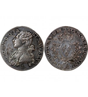 LOUIS XV - 1/2 ECU ARGENT AUX BRANCHES D'OLIVIER 1729 C CAEN 2
