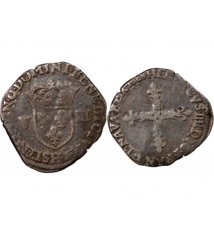 HENRI IV﻿ - 1/8 ECU ARGENT 1608 H LA ROCHELLE 2