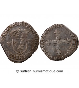 HENRI IV﻿ - 1/8 ECU ARGENT 1608 H LA ROCHELLE