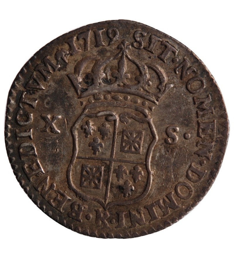 LOUIS XV ﻿- 1/12 ECU DE FRANCE & NAVARRE 1719 R ORLEANS