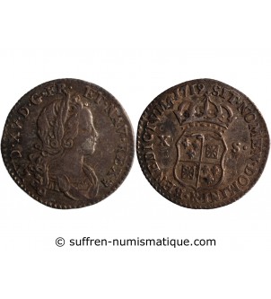 LOUIS XV ﻿- 1/12 ECU DE FRANCE & NAVARRE 1719 R ORLEANS