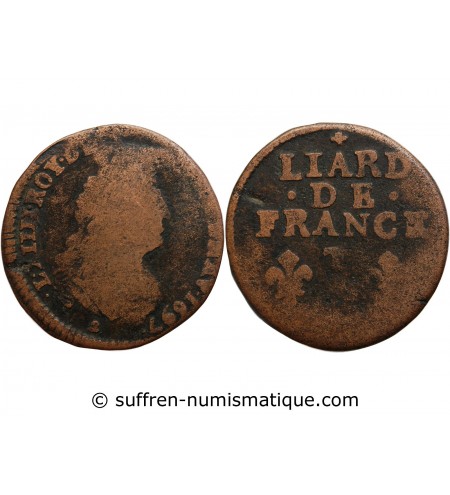LOUIS XIV﻿ - LIARD AU BUSTE AGE 1697 T NANTES