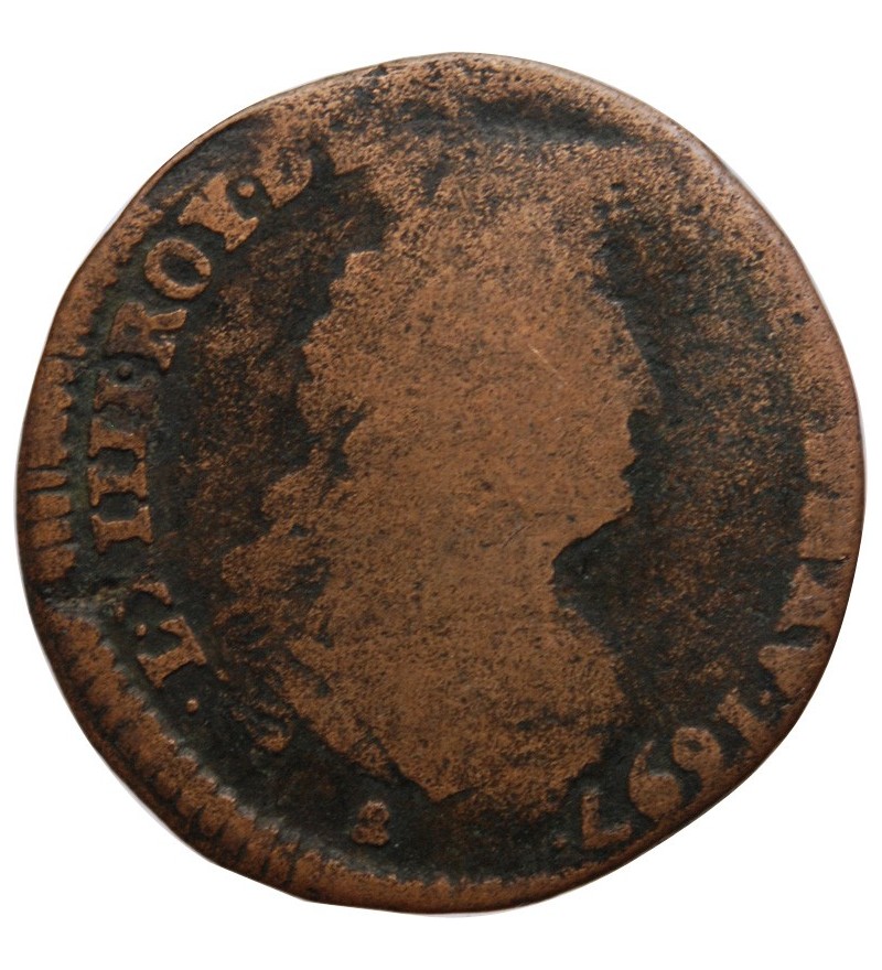 LOUIS XIV﻿ - LIARD AU BUSTE AGE 1697 T NANTES