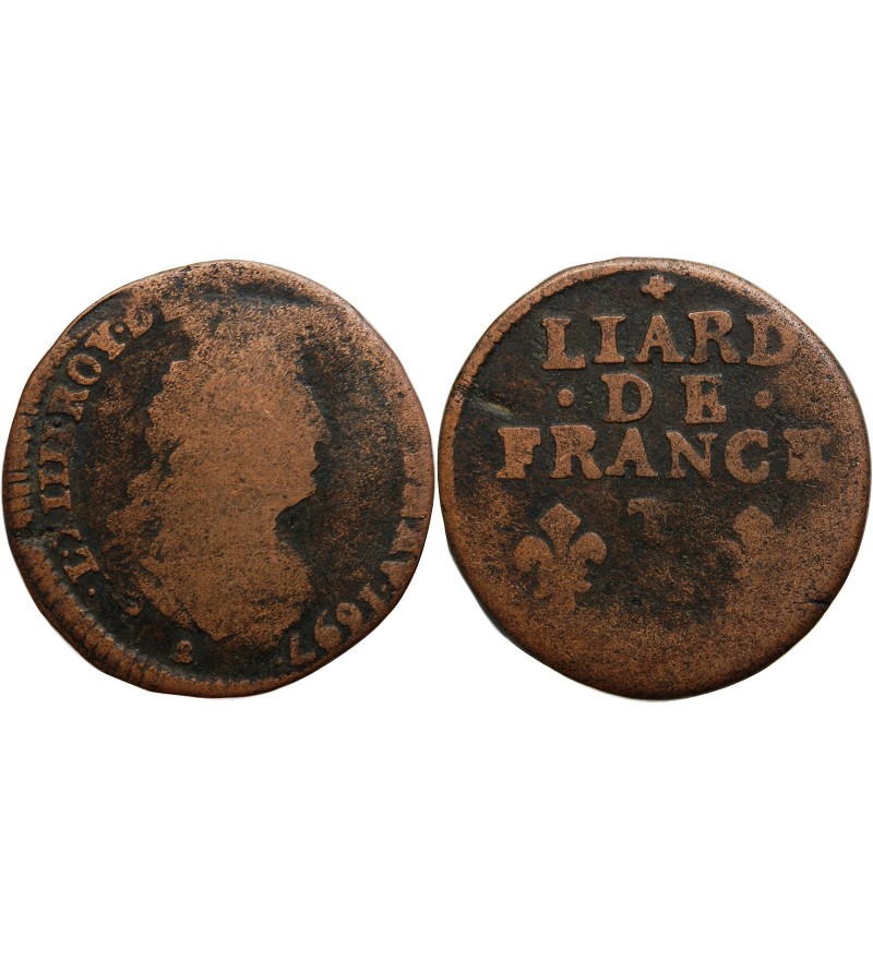 LOUIS XIV﻿ - LIARD AU BUSTE AGE 1697 T NANTES