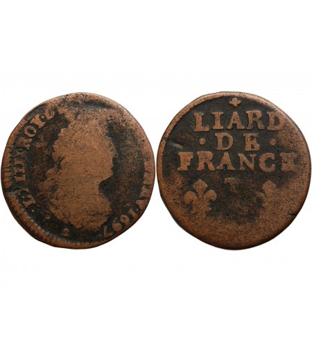 LOUIS XIV﻿ - LIARD AU BUSTE AGE 1697 T NANTES