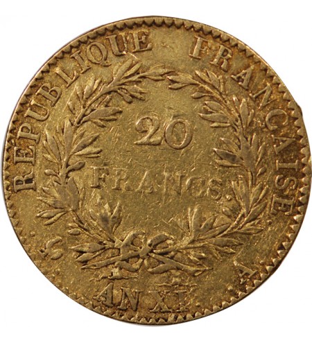 BONAPARTE 1er CONSUL﻿ - 20 FRANCS OR AN XI A PARIS﻿