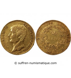 BONAPARTE 1er CONSUL﻿ - 20 FRANCS OR AN XI A PARIS﻿