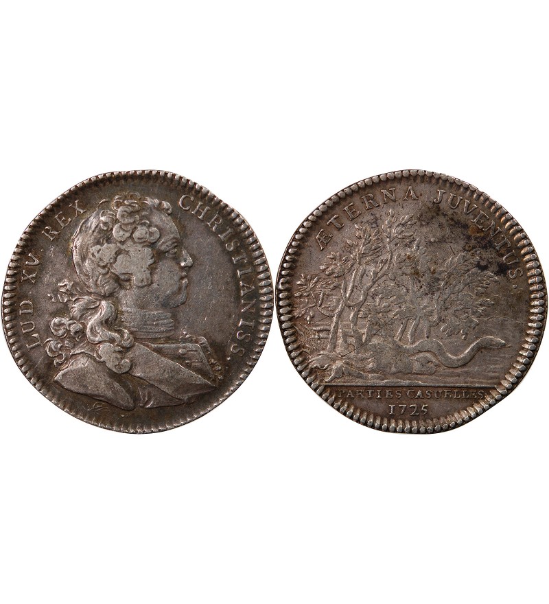 PARTIES CASUELLES, LOUIS XV – JETON ARGENT 1725