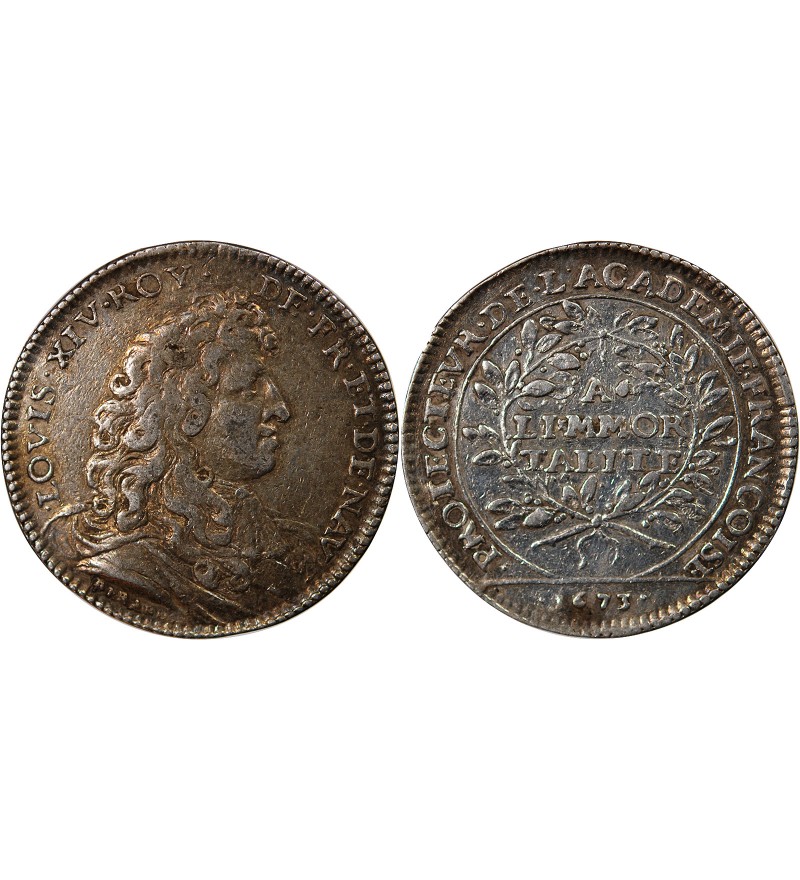 ACADEMIE FRANCAISE, LOUIS XIV – JETON ARGENT 1673