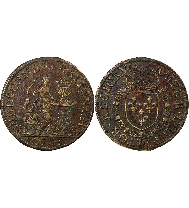 CHAMBRE DES COMPTES DU ROI, HENRI III – JETON LAITON 1583