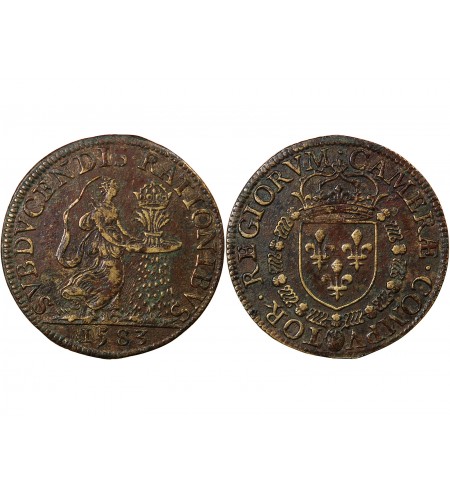 CHAMBRE DES COMPTES DU ROI, HENRI III – JETON LAITON 1583