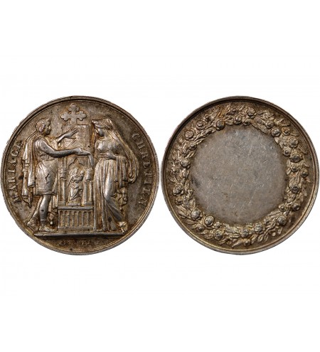 MARIAGE, MARIAGE CHRETIEN - MEDAILLE ARGENT poinçon Corne (après 1879)