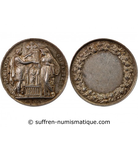 MARIAGE, MARIAGE CHRETIEN - MEDAILLE ARGENT poinçon Corne (après 1879)