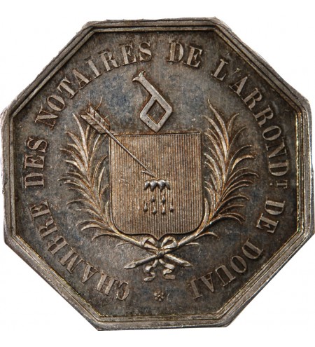 CHAMBRE DES NOTAIRES DE DOUAI – JETON ARGENT Poinçon Corne (après 1879)