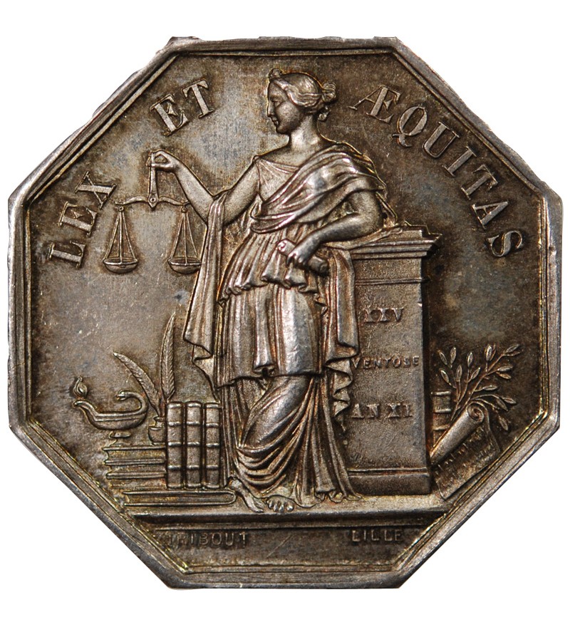 CHAMBRE DES NOTAIRES DE DOUAI – JETON ARGENT Poinçon Corne (après 1879)