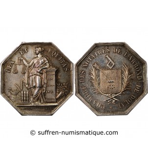 CHAMBRE DES NOTAIRES DE DOUAI – JETON ARGENT Poinçon Corne (après 1879)