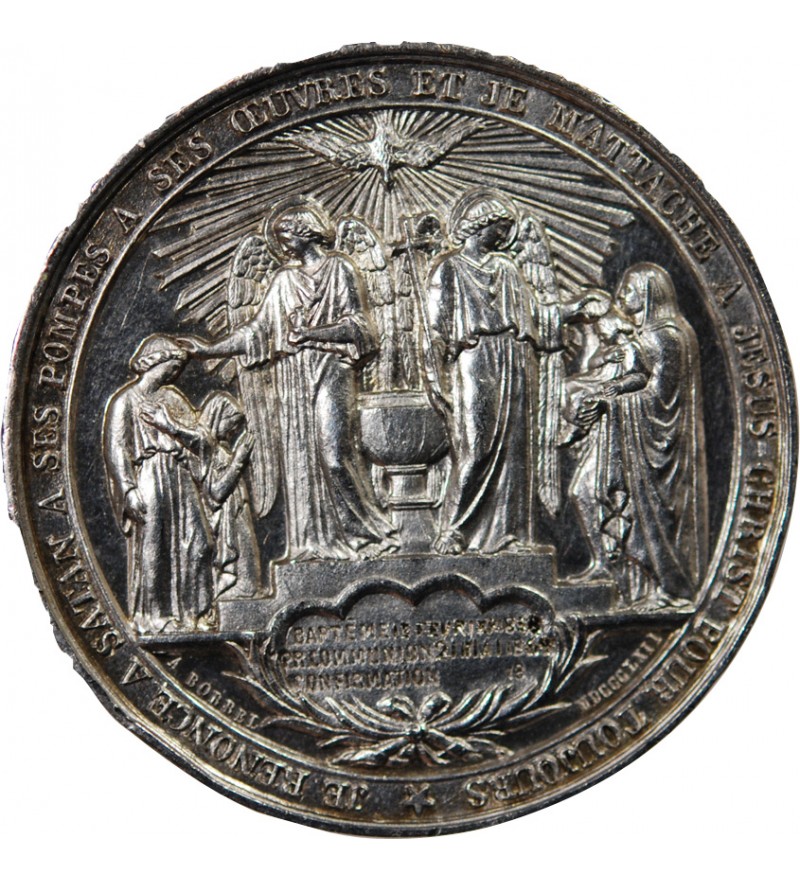 BAPTÊME ET COMMUNION - MEDAILLE ARGENT inscrite en 1869