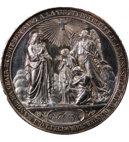 BAPTÊME ET COMMUNION - MEDAILLE ARGENT inscrite en 1869