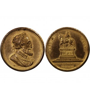 LOUIS XVIII, STATUE D'HENRI IV - MEDAILLE CUIVRE poinçon Corne (après 1879) 2