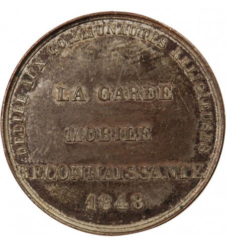 IIe RÉPUBLIQUE, GARDE MOBILE – MÉDAILLE CUIVRE ARGENTÉ 1848