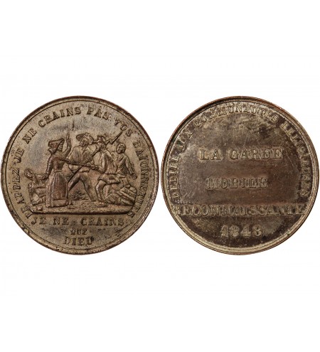 IIe RÉPUBLIQUE, GARDE MOBILE – MÉDAILLE CUIVRE ARGENTÉ 1848