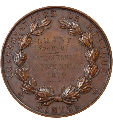 VILLE DE NANTES, CONSERVATOIRE DE MUSIQUE - MÉDAILLE CUIVRE inscrite en 1879