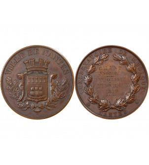 VILLE DE NANTES, CONSERVATOIRE DE MUSIQUE - MÉDAILLE CUIVRE inscrite en 1879 2
