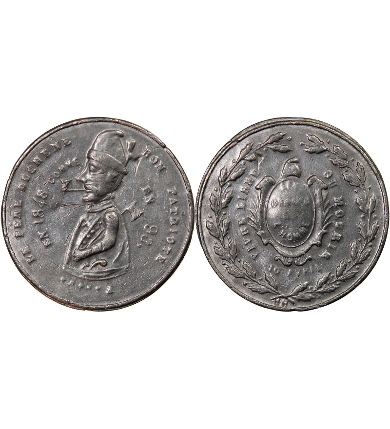 IIe RÉPUBLIQUE, LE PERE DUCHÊNE – MÉDAILLE ETAIN 1848