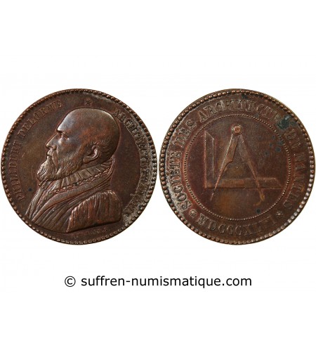 ARCHITECTES DE NANTES, PHILIBERT DELORME  - MEDAILLE CUIVRE poinçon Abeille (1860 /1879)